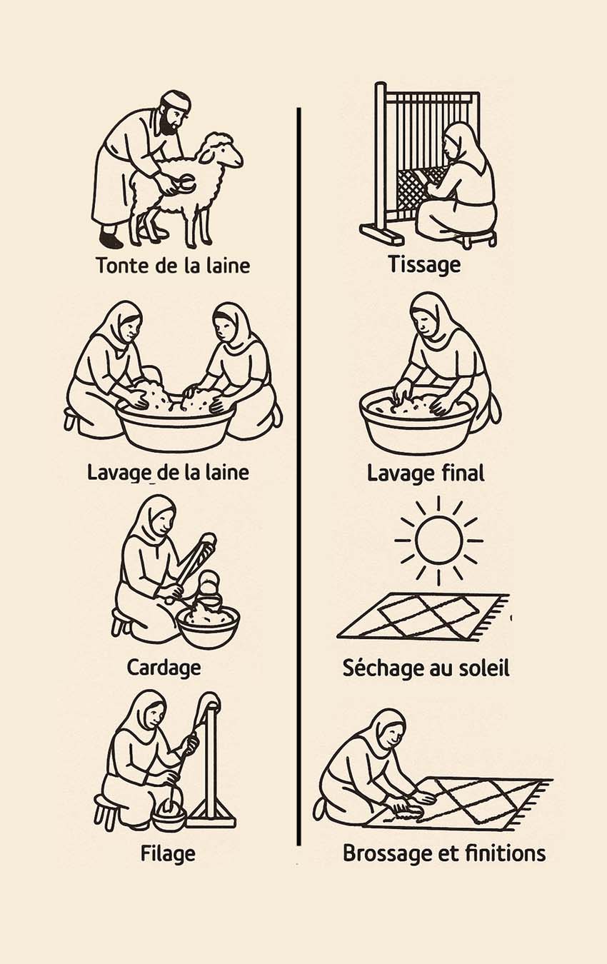 Quand la laine devient lumière - La fabrication traditionnelle d’un tapis Berbère