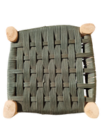 Tabouret marocain berbère fait main Assise tressée en nylon kaki