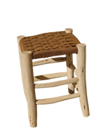 Tabouret marocain berbère fait main Assise tressée en nylon doré