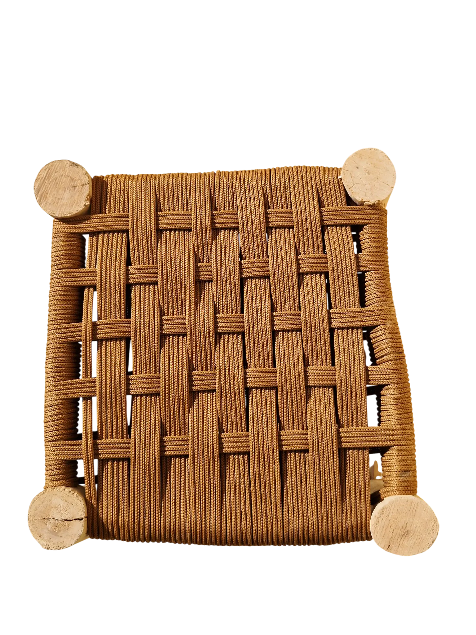 Tabouret marocain berbère fait main Assise tressée en nylon doré