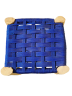 Tabouret marocain berbère fait main Assise tressée en nylon bleu