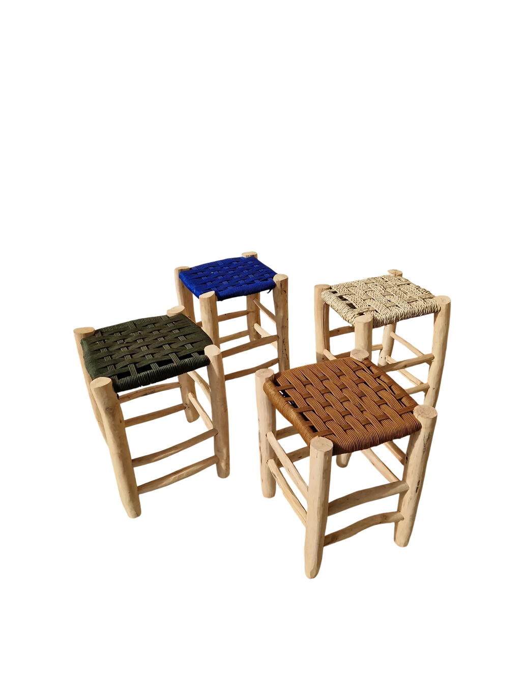 Tabouret marocain berbère fait main Assise tressée en nylon 