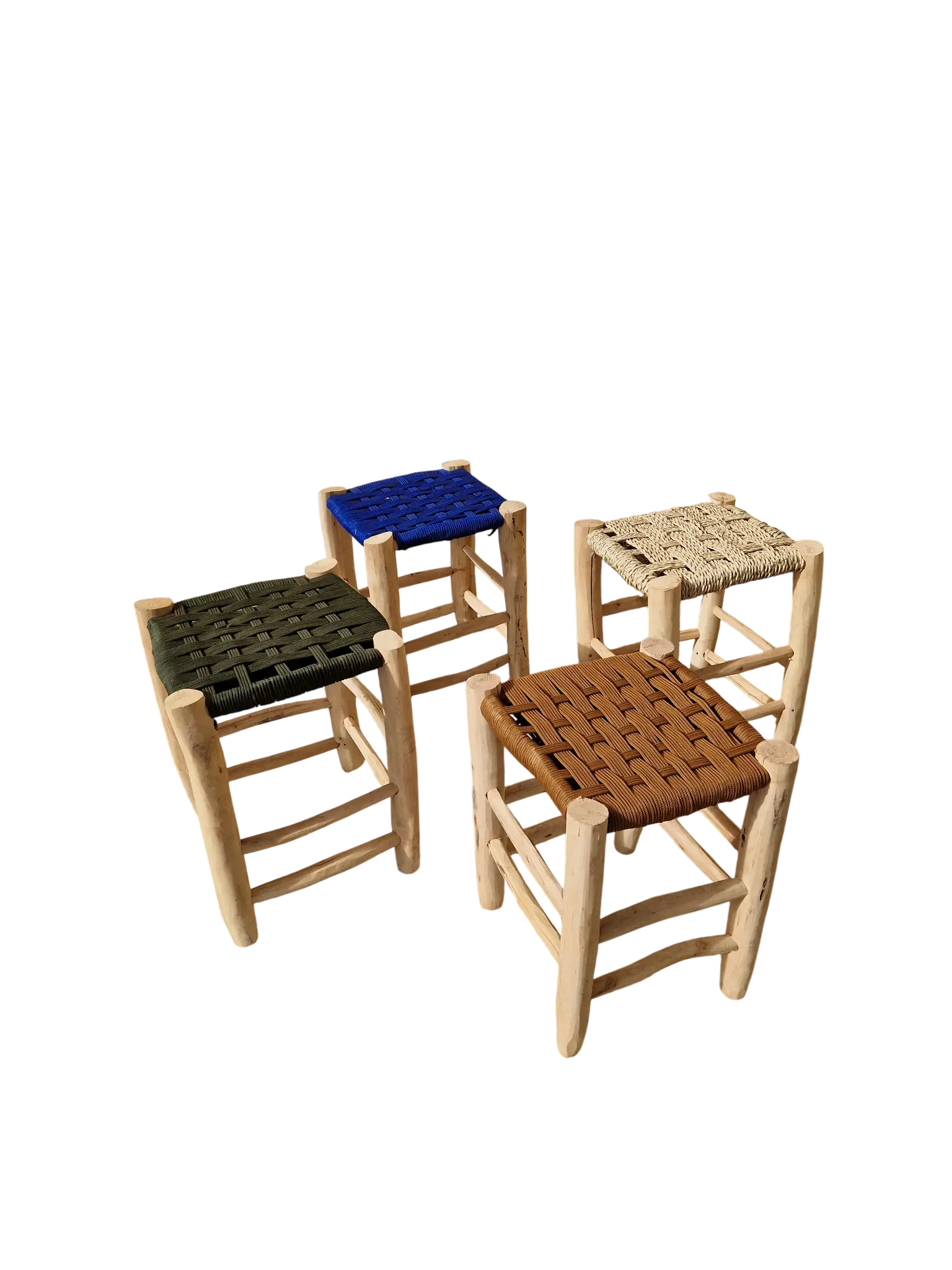 Tabouret marocain berbère fait main Assise tressée en nylon 