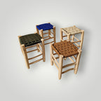 Tabouret marocain berbère fait main – Assise tressée colorée