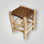 Tabouret marocain berbère fait main Assise tressée en nylon doré