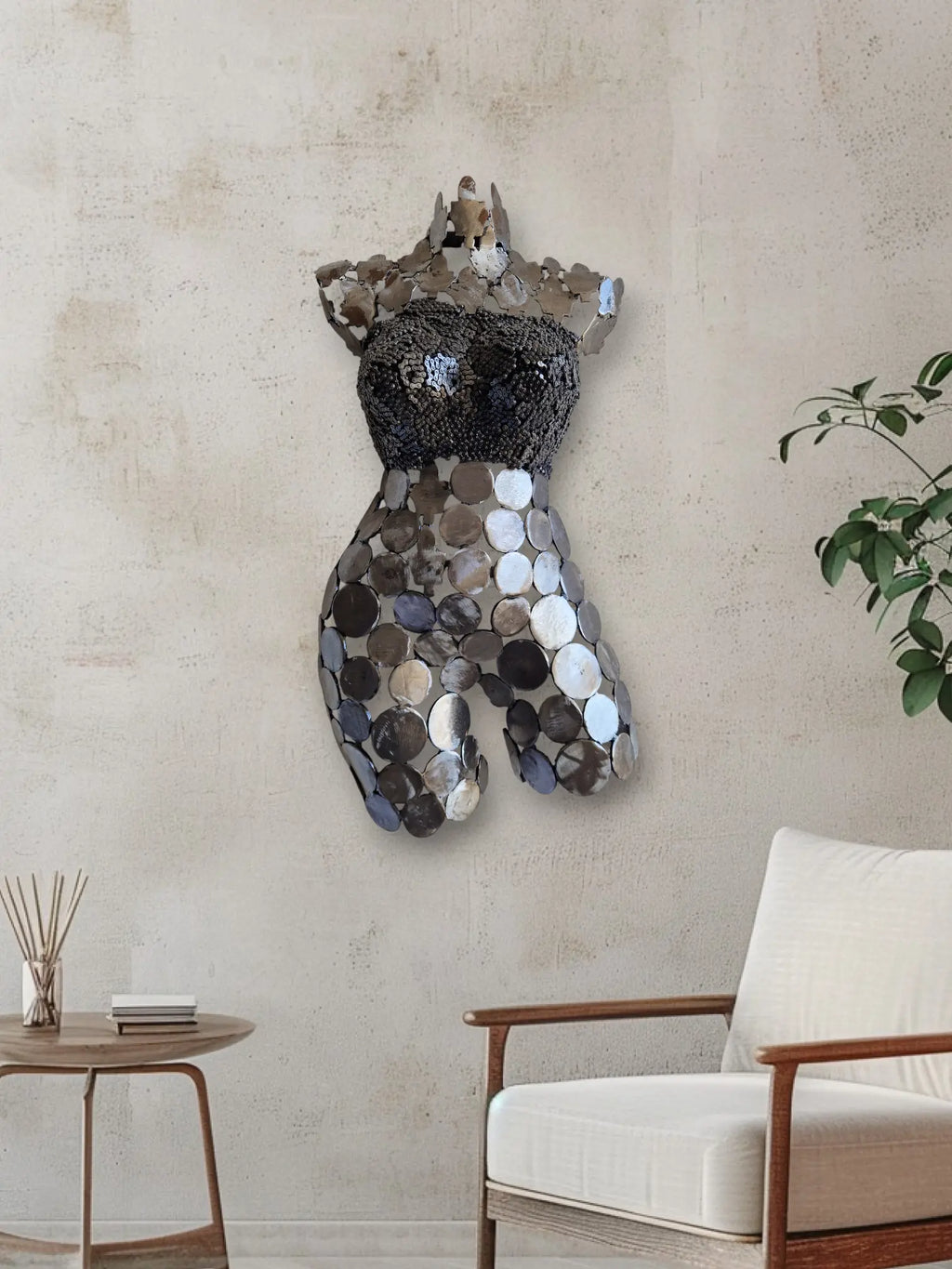 Sculpture en fer recyclé – Fait main – Pièce unique – Buste de femme