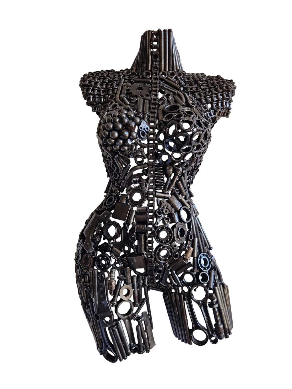 Buste de femme soudé avec du métal et pièces recyclé - fait main par des artisans marocains
