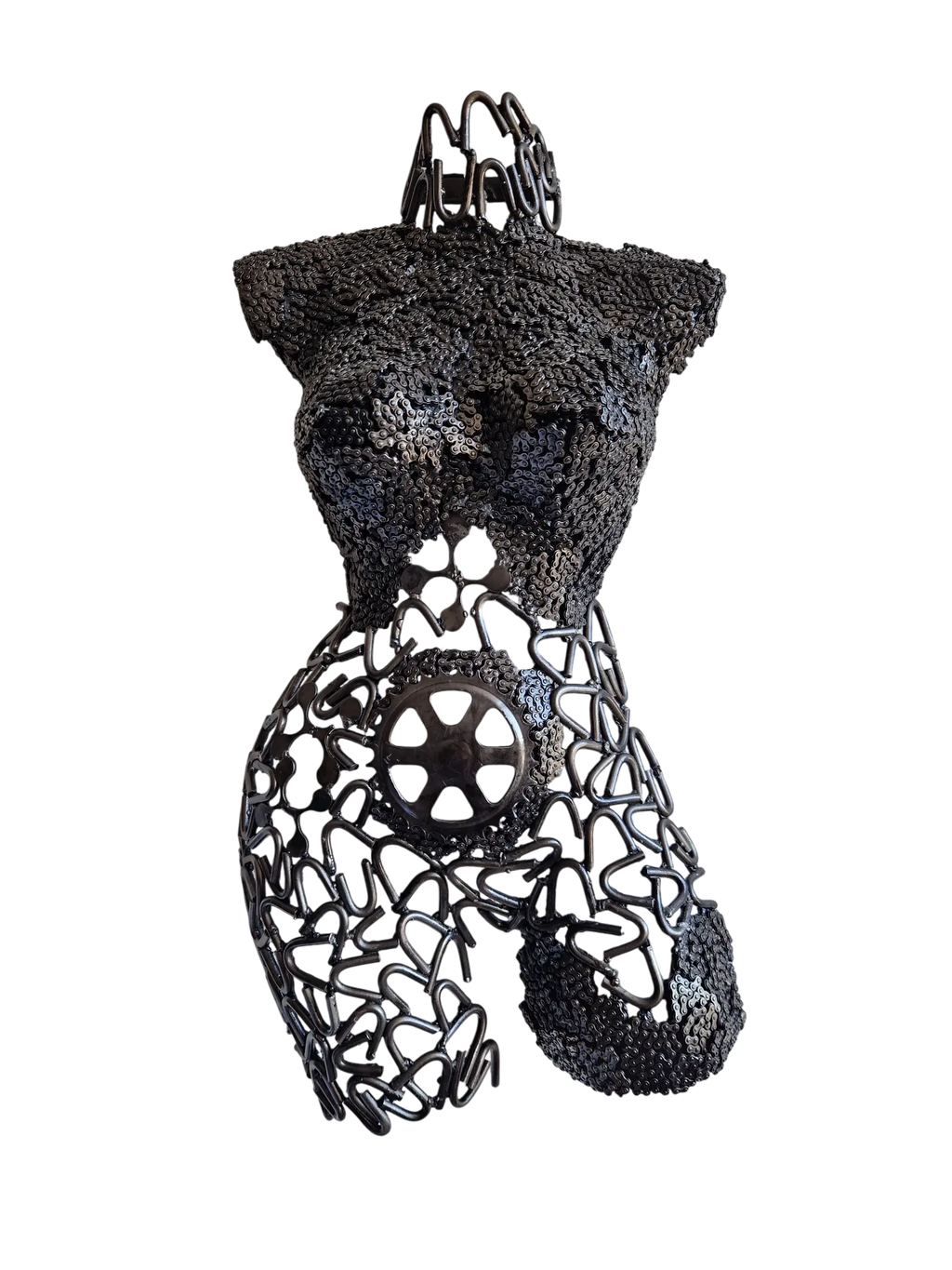 Buste de femme - Sculpture en fer soudé artisanale unique, à partir de pièces recyclées et d'outils usés