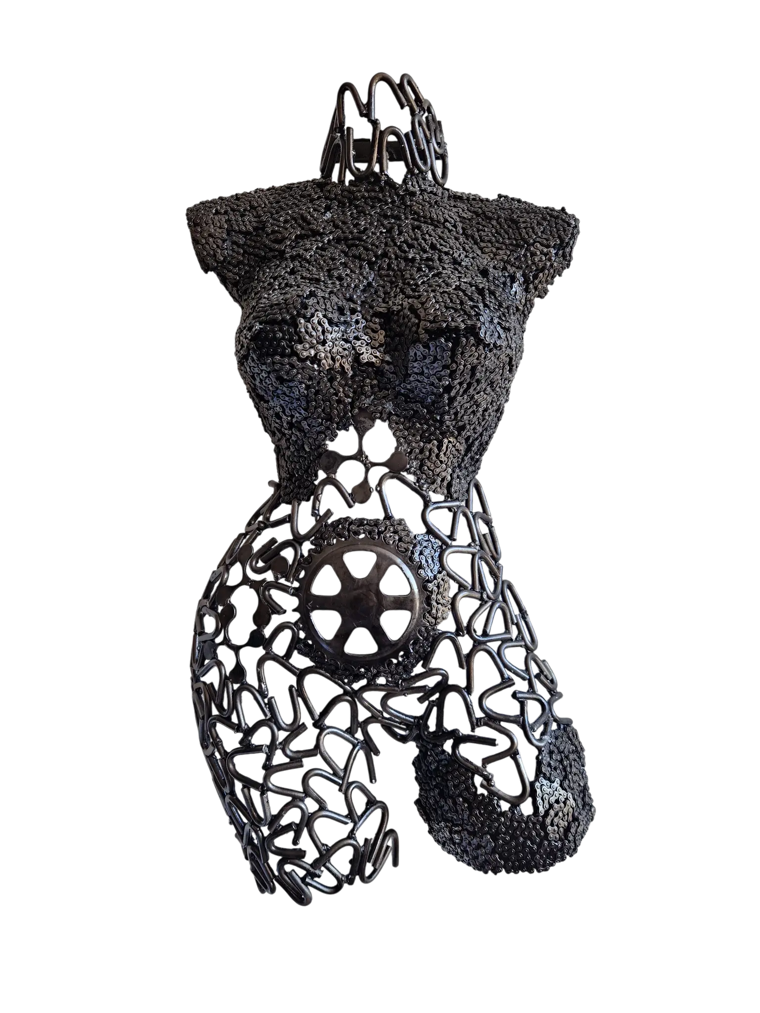 Buste de femme - Sculpture en fer soudé artisanale unique, à partir de pièces recyclées et d'outils usés