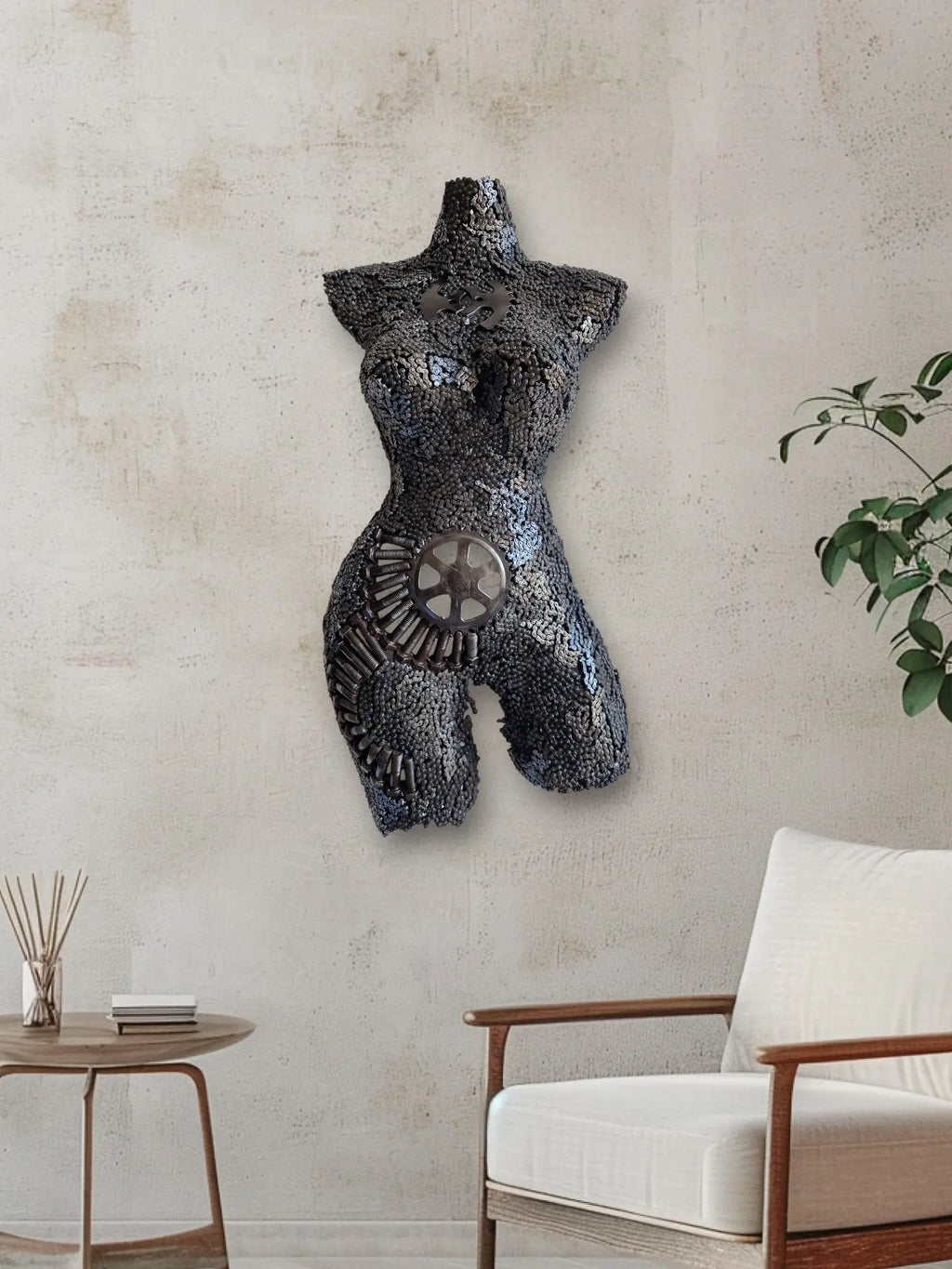 Décoration murale - sculpture en fer recyclé unique, artisanat marocain fait main