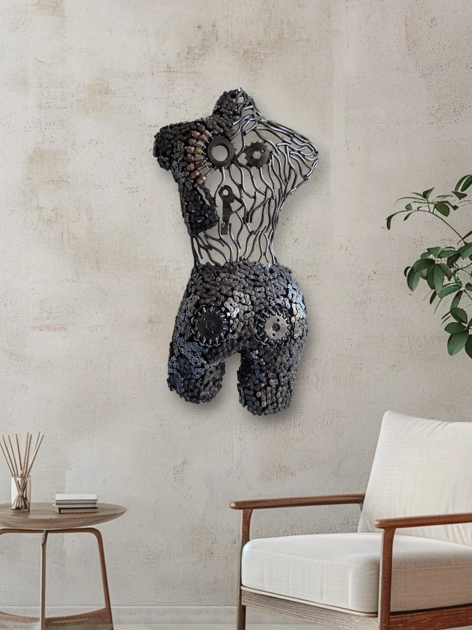 Sculpture en fer soudé et recyclé de l'Artisanat marocain Marrakech, pièce unique fait main