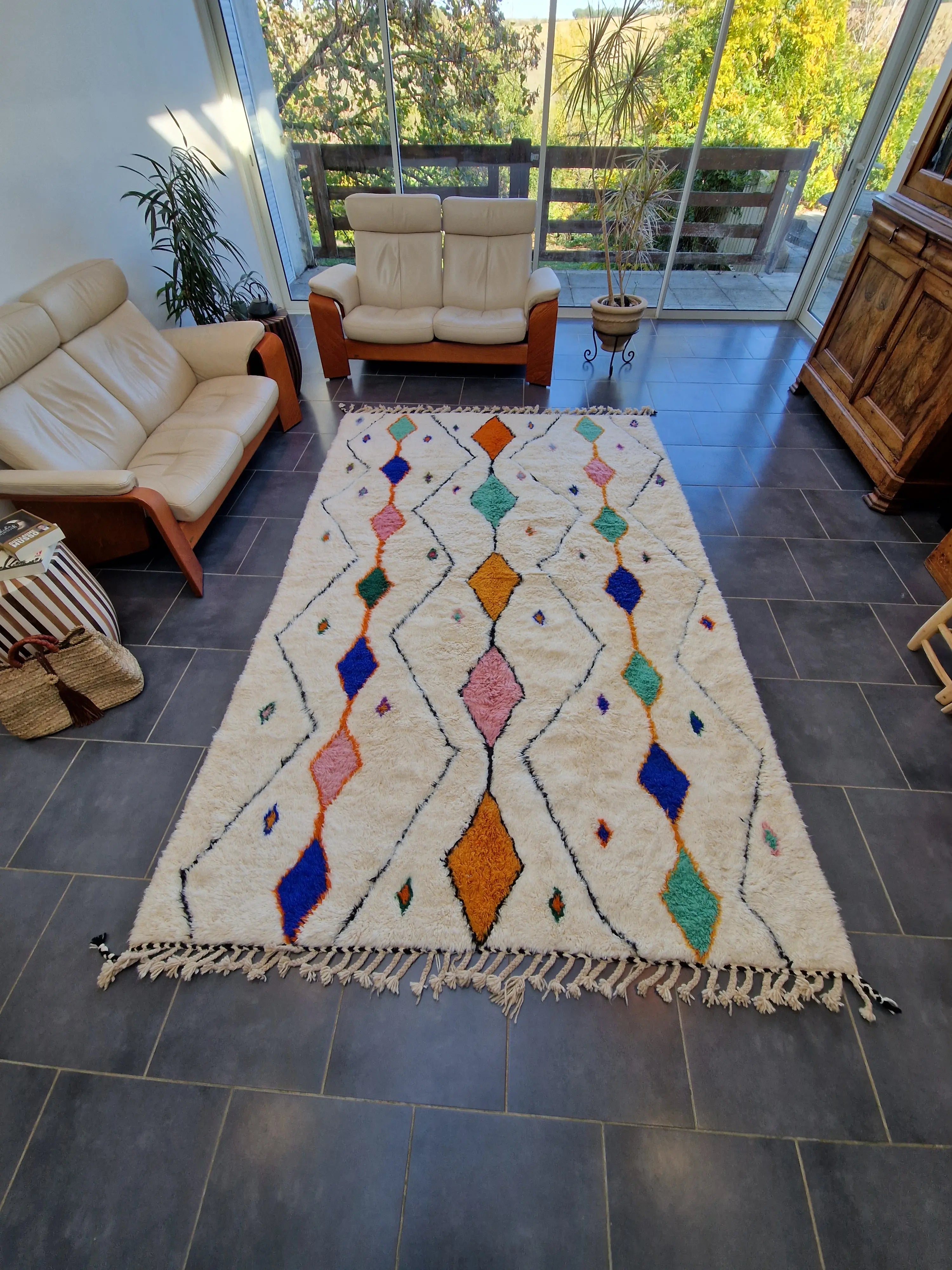 Tapis traditionnel marocain Coloré 207 x 332 cm en laine, noué à la main