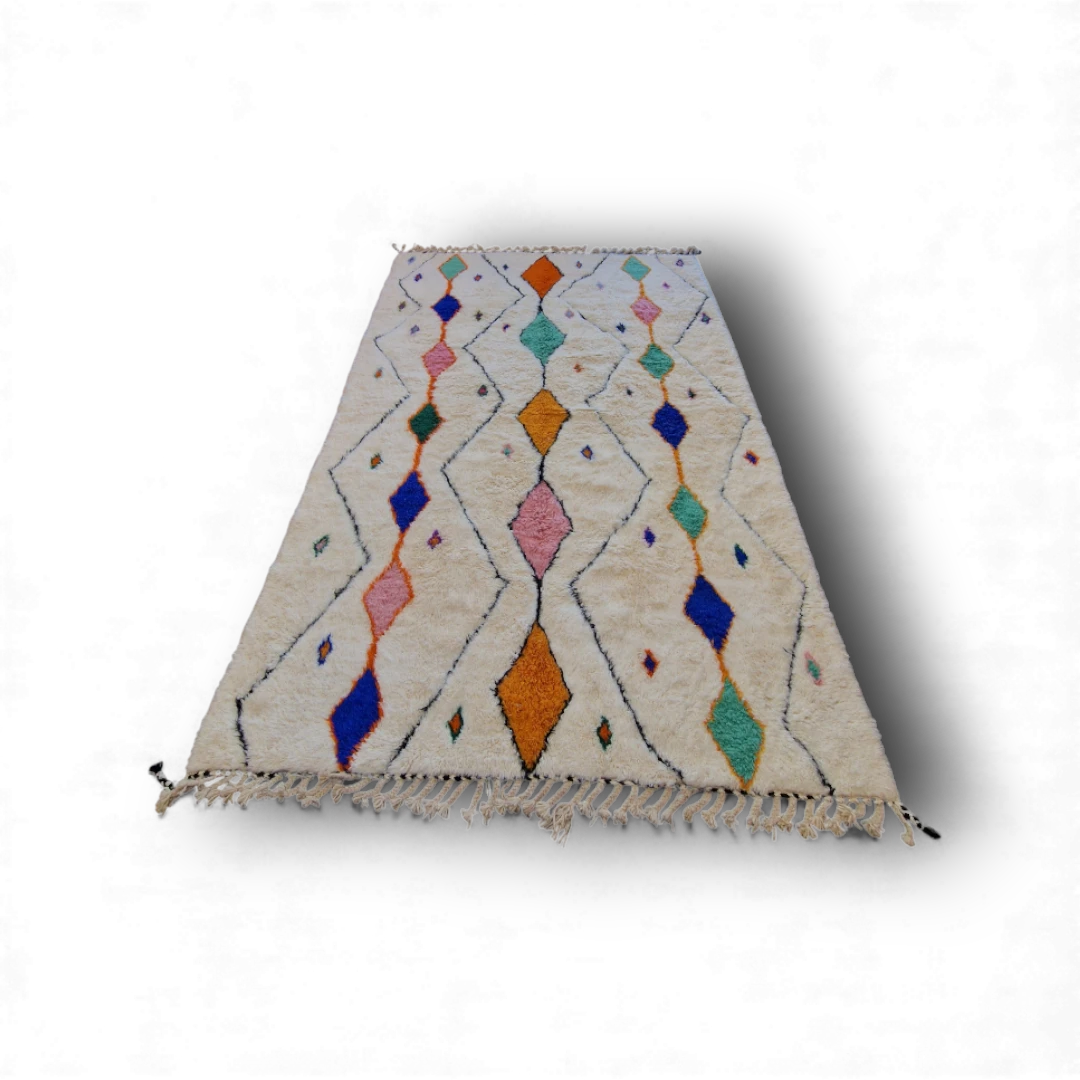 Tapis traditionnel marocain Coloré style Azilal 207 x 332 cm en laine, noué à la main 