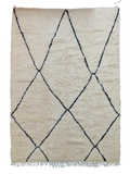 Tapis beni ouarain traditionnel blanc et noir fait main