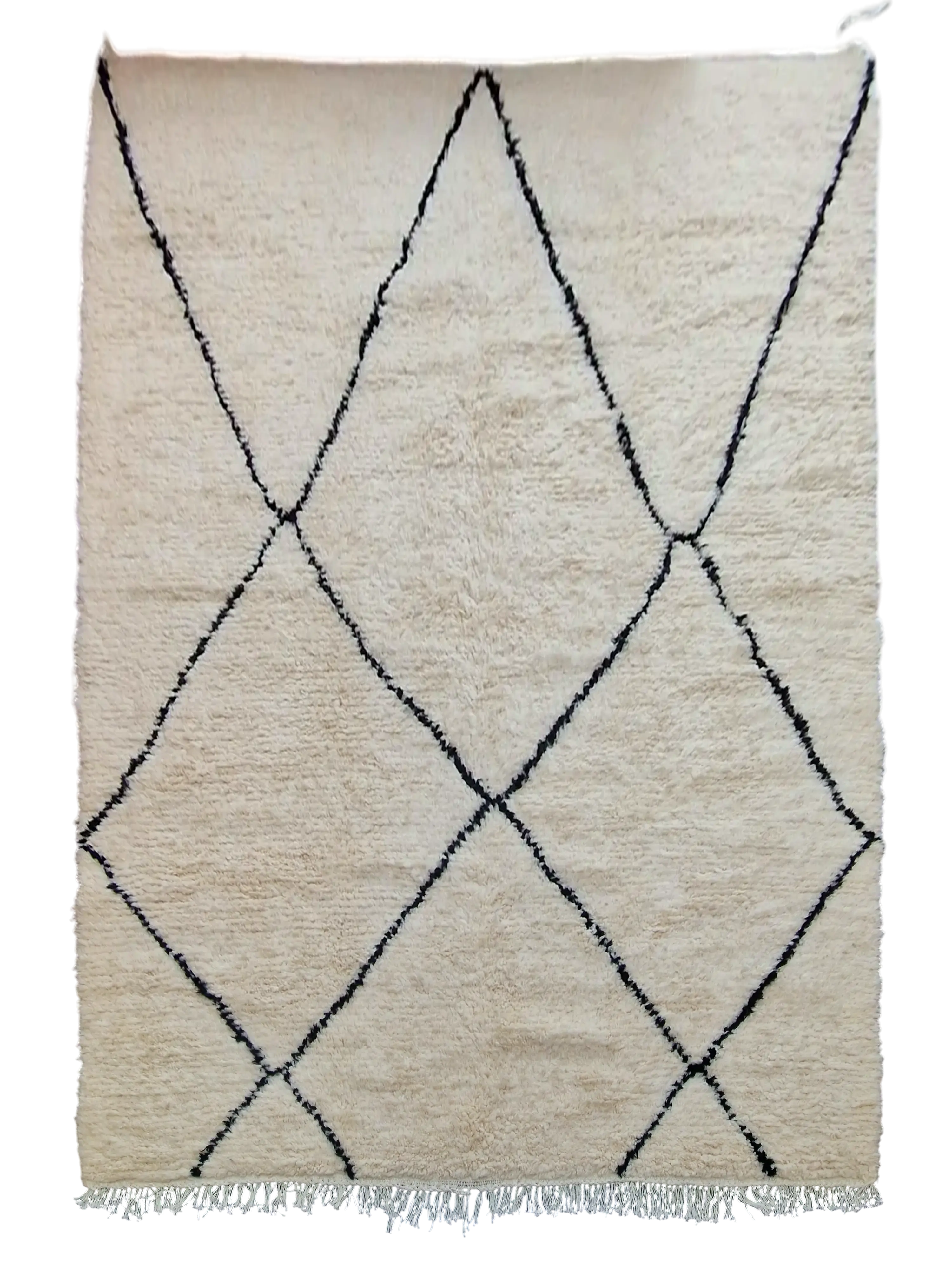 Tapis beni ouarain traditionnel blanc et noir fait main