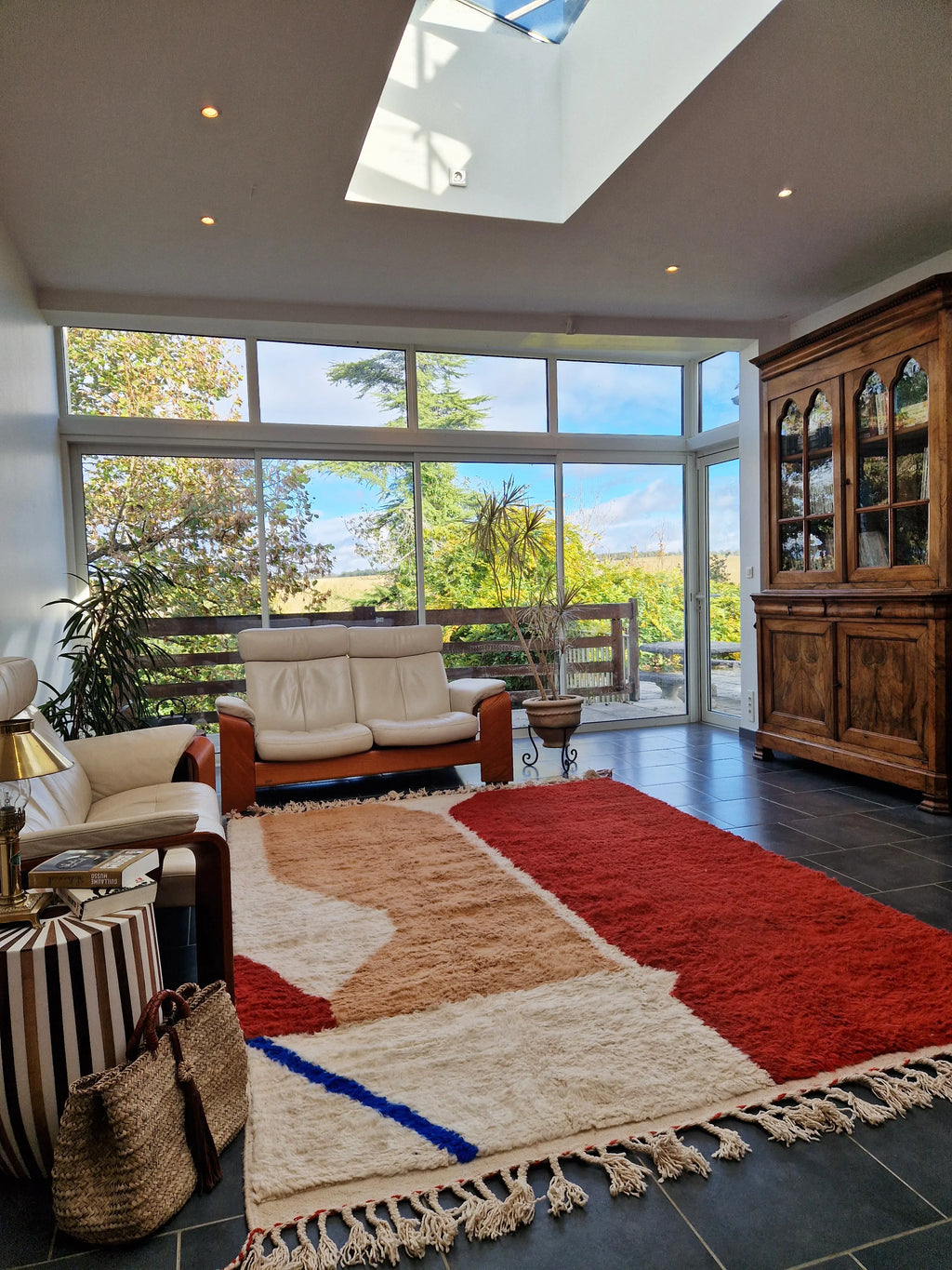 tapis coloré berbère beni ouarain en laine fait main et modern 2m par 3m