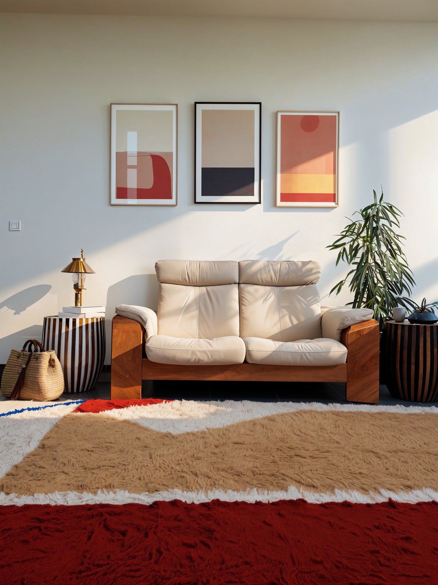 tapis berbère beni ouarain en laine fait main coloré et modern 2m par 3m