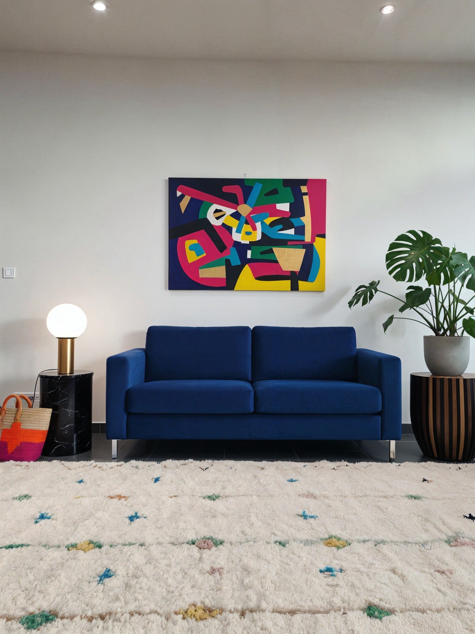 Tapis berbère Azilal, Beni ouarain authentique en laine naturelle, tissé à la main au Maroc. Pièce unique, épaisse et chaleureuse, idéale pour une déco moderne et bohème.