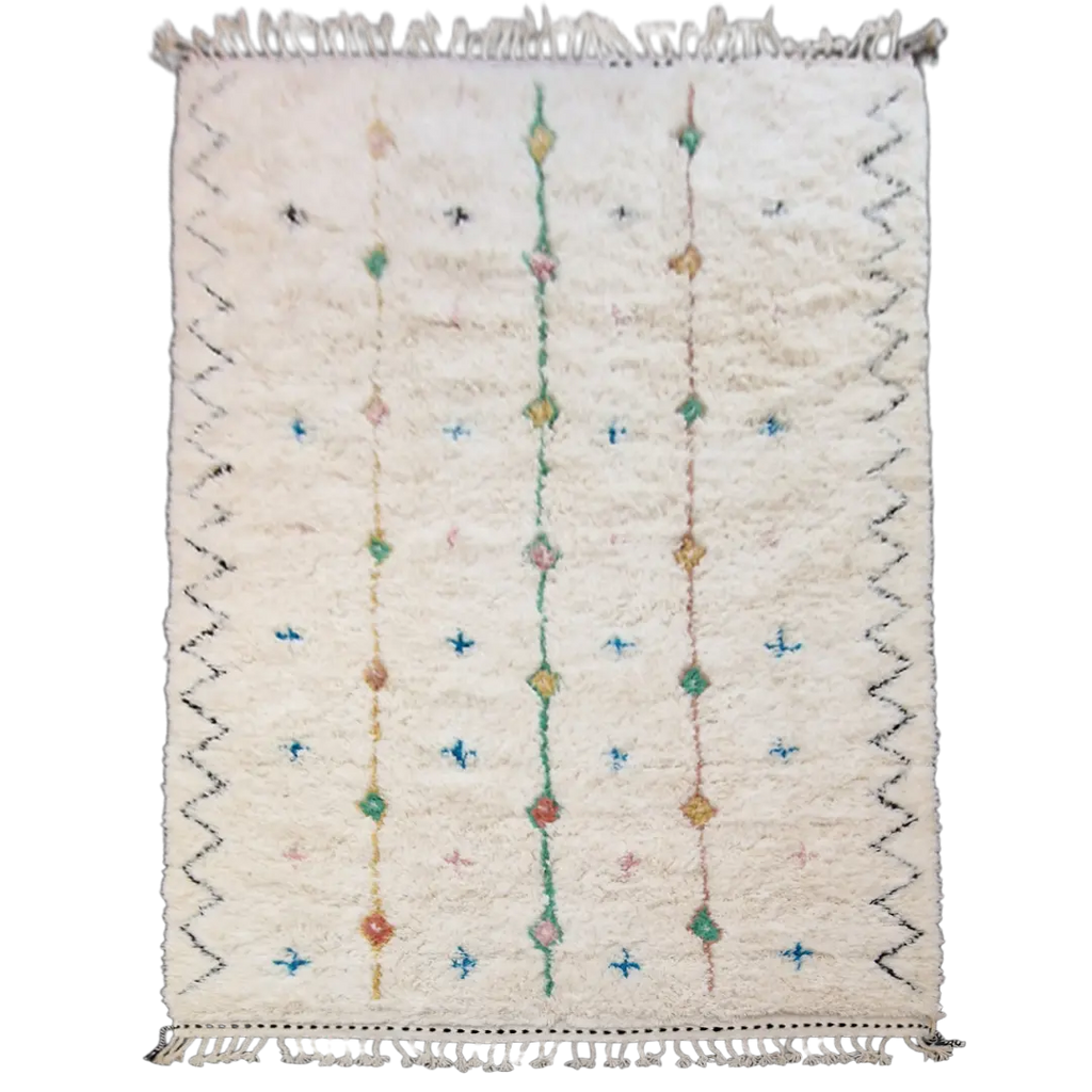 Tapis berbère Azilal, Beni ouarain authentique en laine naturelle, tissé à la main au Maroc. Pièce unique, épaisse et chaleureuse, idéale pour une déco moderne et bohème.