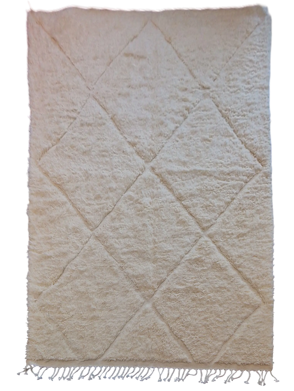 Tapis Béni Ouarain blanc 190 x 319 cm en laine