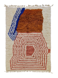 Authentique tapis berbères aux motifs modernes et colorés, pour un intérieur coconing et déco. Tissé à la main en pure laine de mouton.