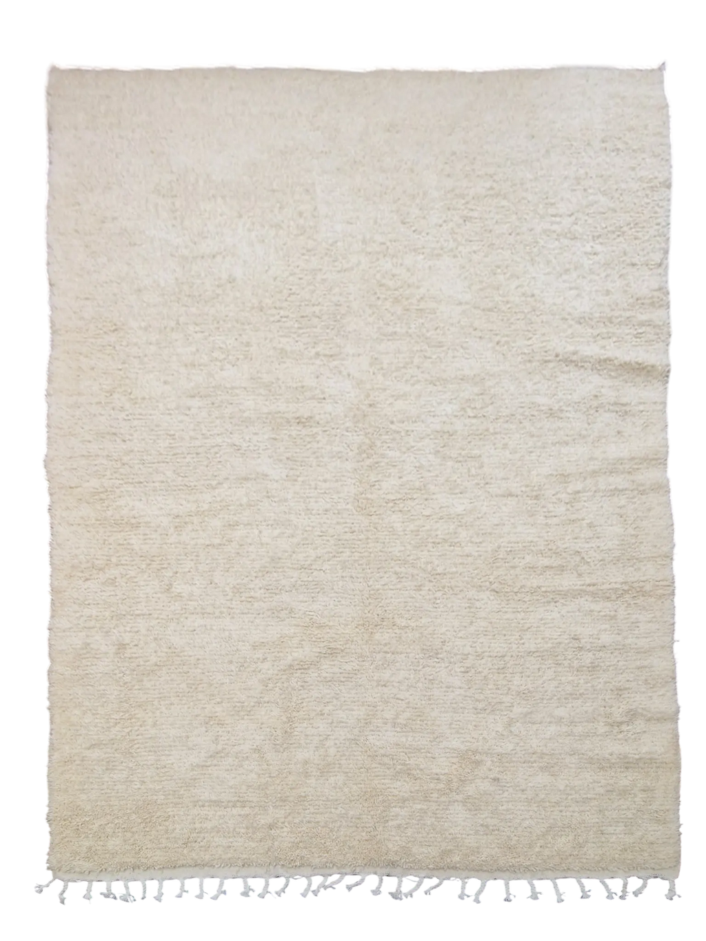 Tradition de l'artisanat marocain, veritable Tapis Béni Ouarain ivoire 193 x 308 cm en laine fait à la main