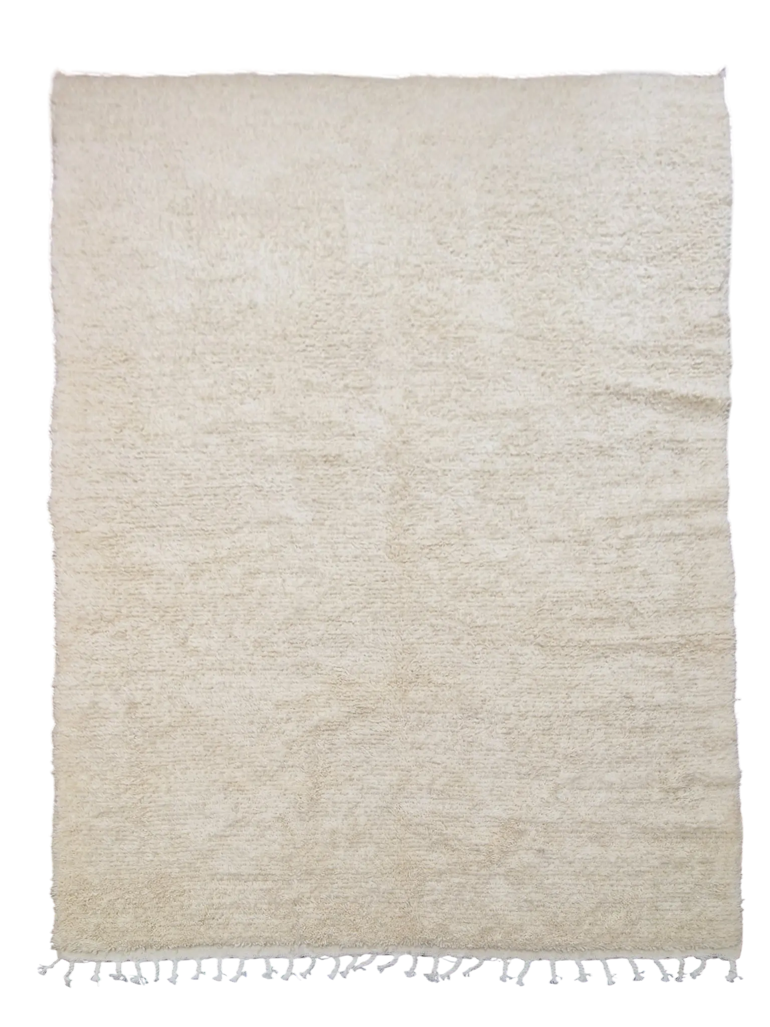 Tradition de l'artisanat marocain, veritable Tapis Béni Ouarain ivoire 193 x 308 cm en laine fait à la main