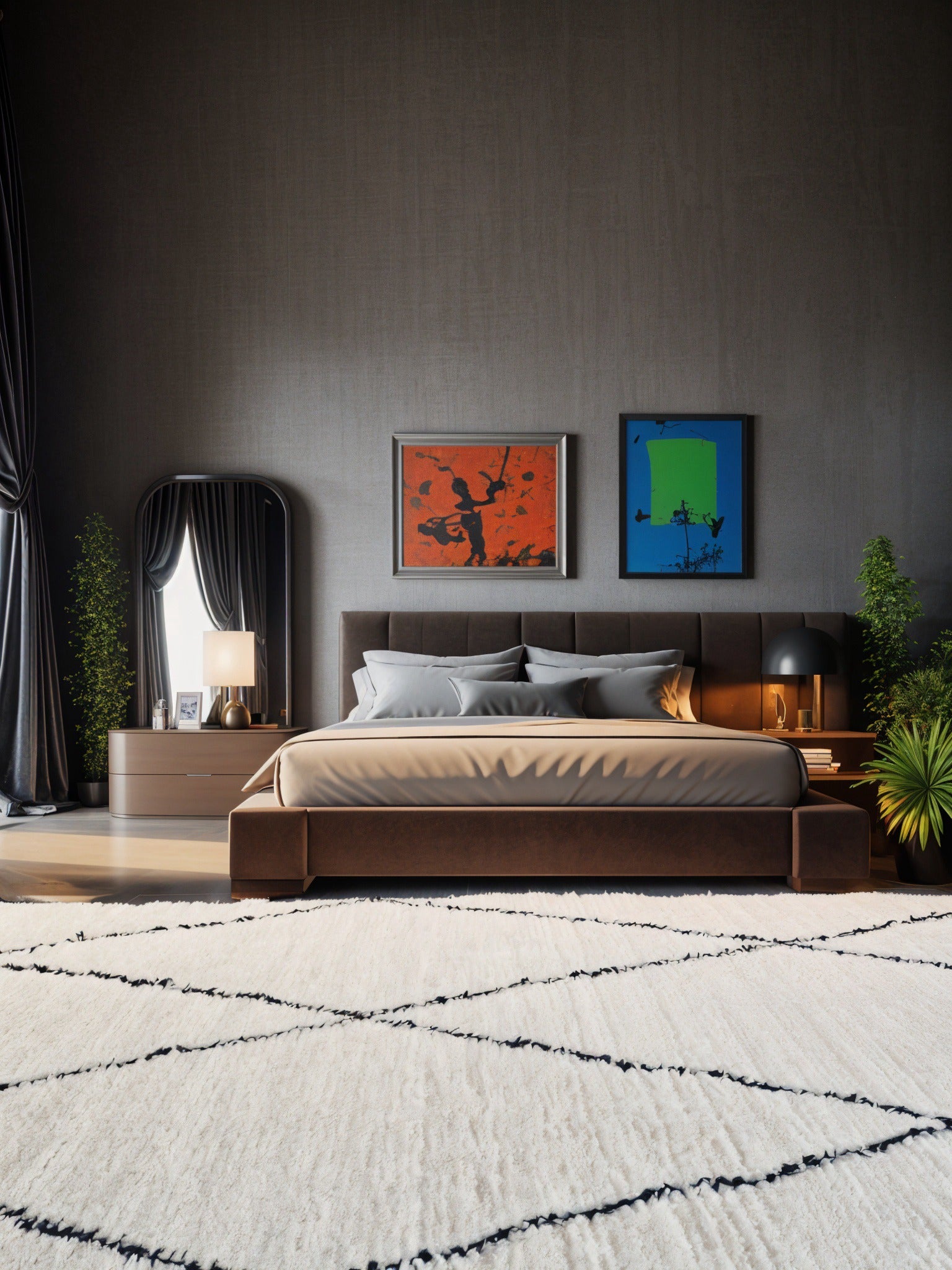 Tapis berbère traditionnel marocain, de la tribu beni ouarain, fait main 100% laine naturelle, pour une décoration élégante et intemporelle