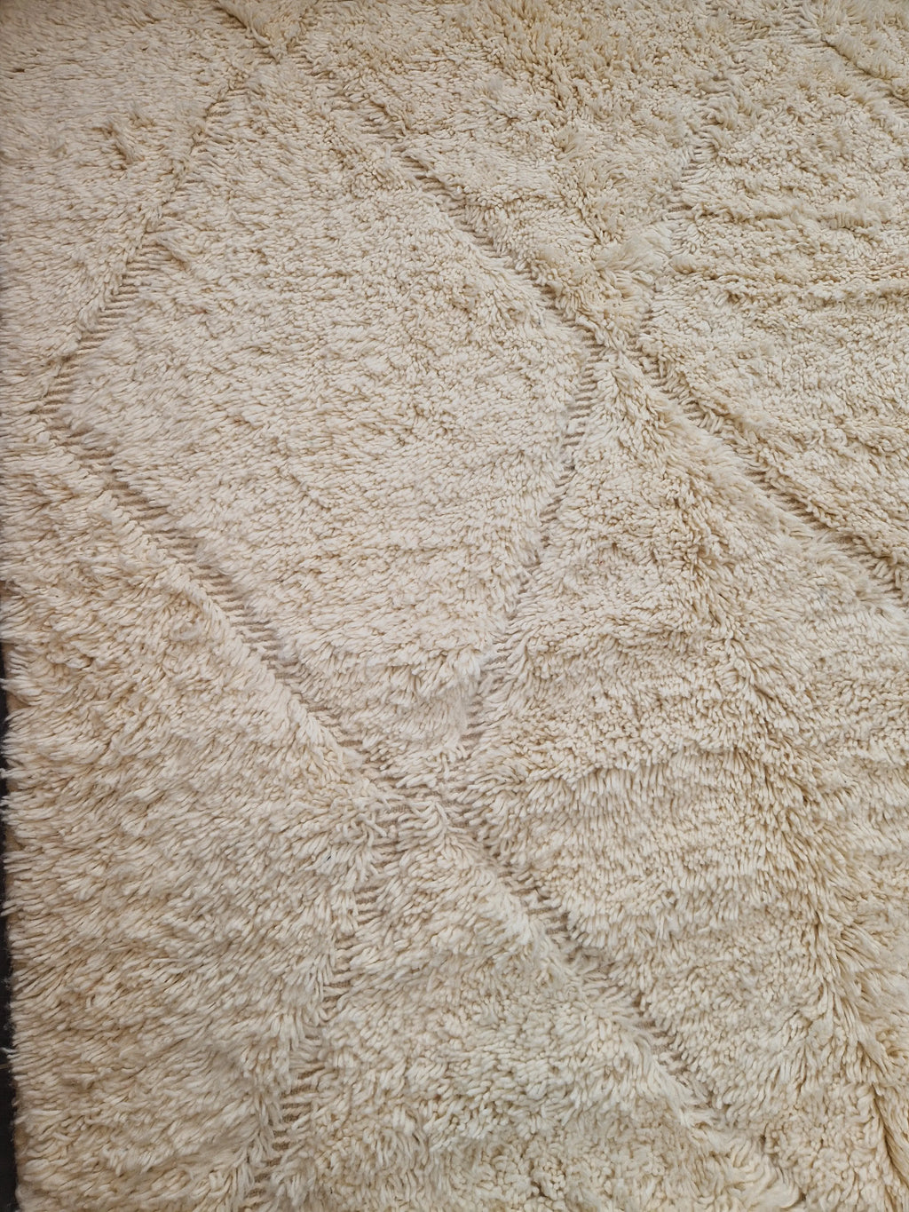 Tapis Béni Ouarain fait-main crème 158 x 2,63 cm en laine