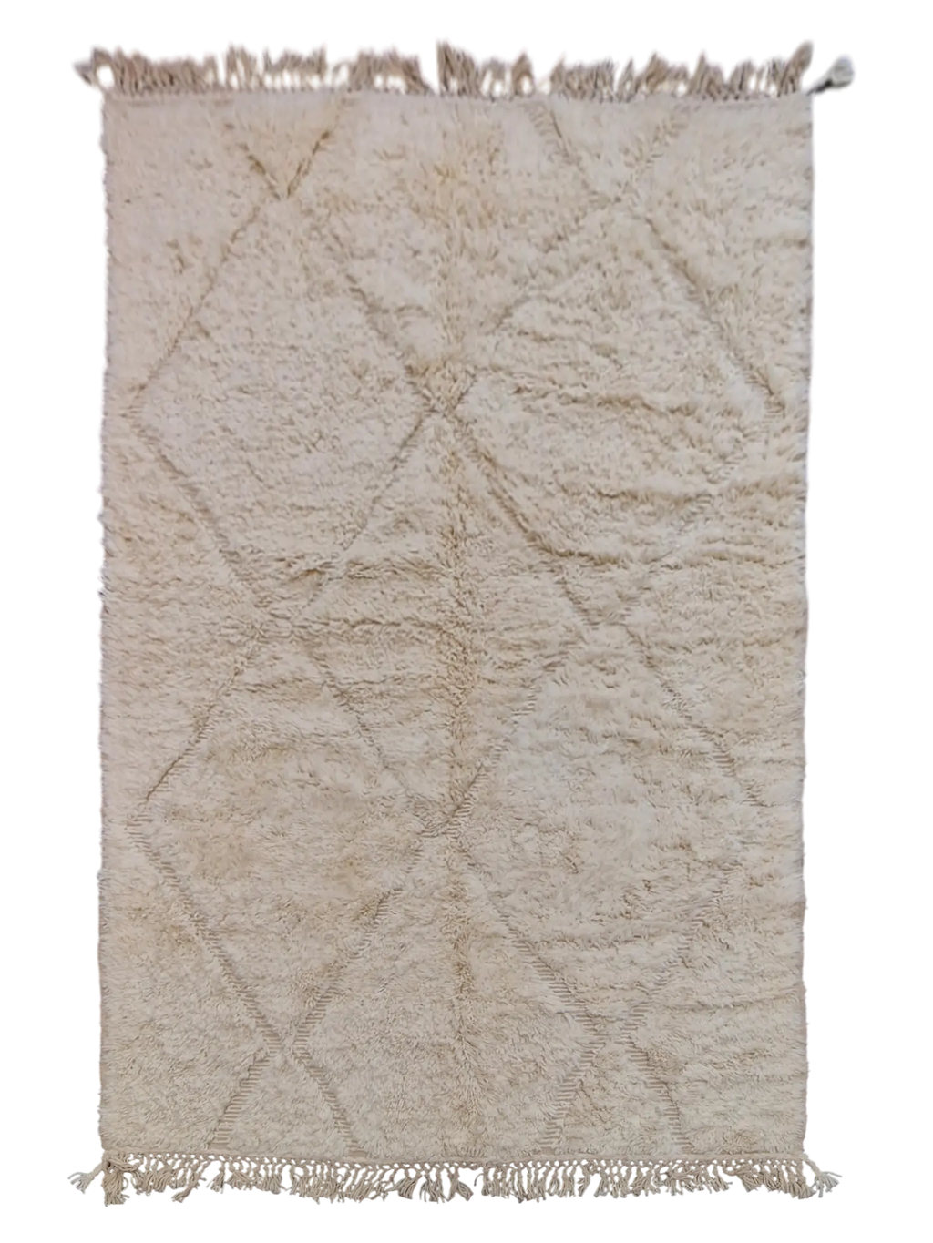 Tapis Béni Ouarain fait-main crème 158 x 2,63 cm en laine