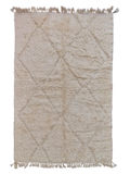 Tapis Béni Ouarain fait-main crème 158 x 2,63 cm en laine