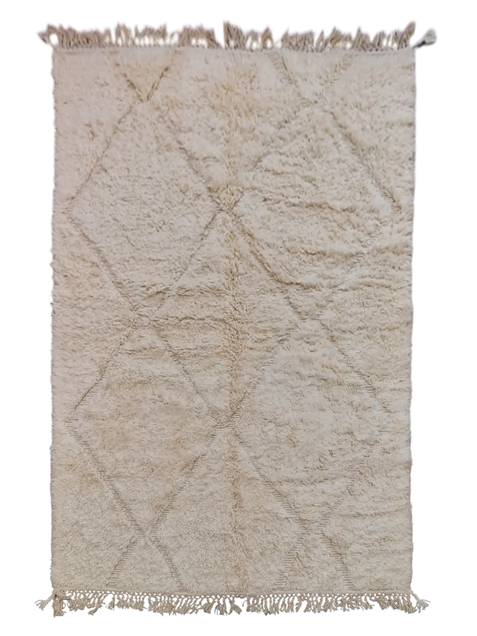 Tapis Béni Ouarain crème 158 x 2,63 cm en laine