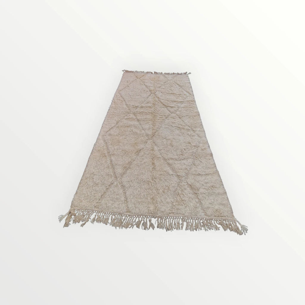 Tapis Béni Ouarain fait-main crème 158 x 2,63 cm en laine