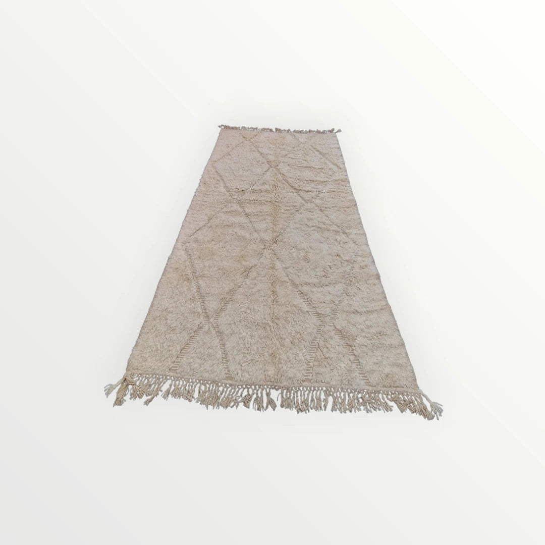 Tapis Béni Ouarain crème 158 x 2,63 cm en laine