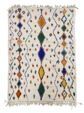 Tapis Béni Ouarain coloré 160 x 246 cm 100% laine, fait main, tapis traditionnel berbère de l'atlas marocain, pour un Style chic & naturel