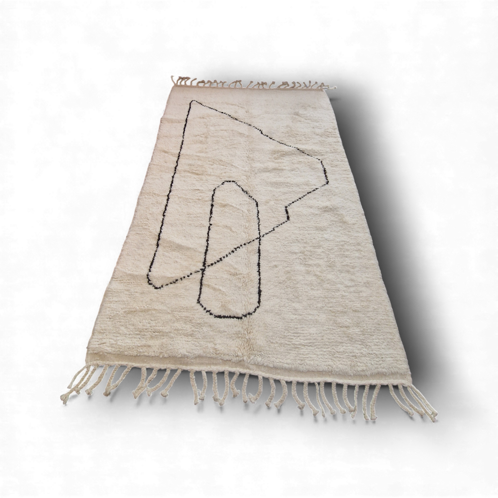Veritable tapis bebère noué à la main dans la province de Tahanaout, en pure laine, 2cm d'épaisseur de moelleux sous les pieds, 1 à 2 mois de tissage