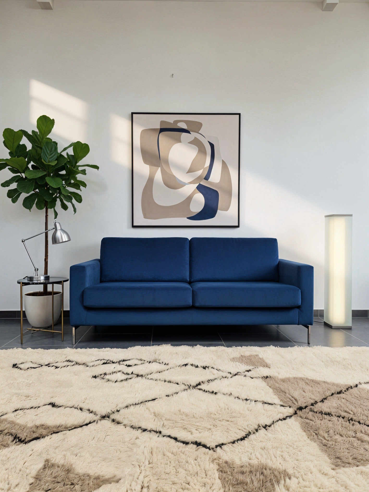 Tapis berbère Beni Ouarain authentique en laine naturelle, 100% fait main au Maroc, épais et doux pour un confort moelleux et une décoration chaleureuse