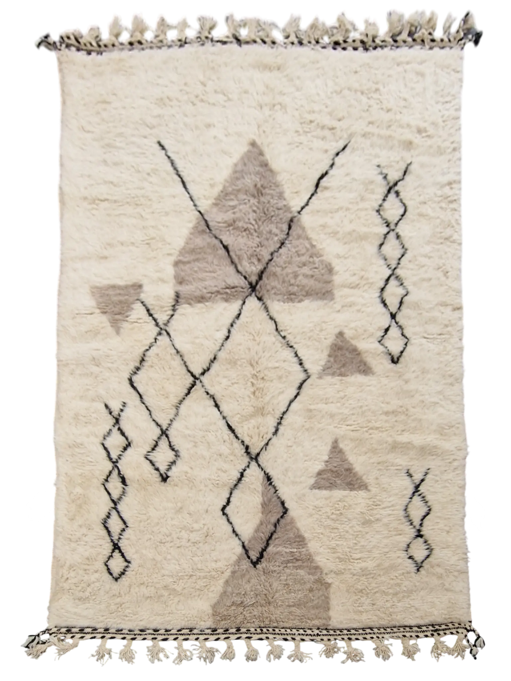 Tapis berbère Beni Ouarain authentique en laine naturelle, 100% fait main au Maroc, épais et doux pour un confort moelleux et une décoration chaleureuse