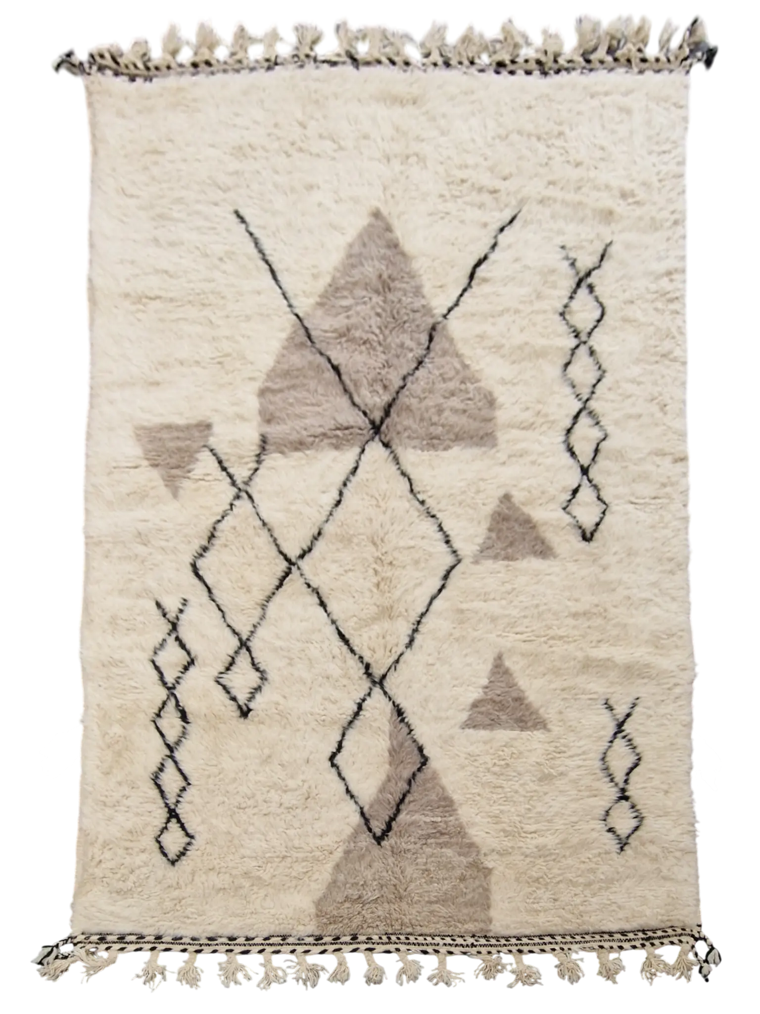 Tapis berbère Beni Ouarain authentique en laine naturelle, 100% fait main au Maroc, épais et doux pour un confort moelleux et une décoration chaleureuse