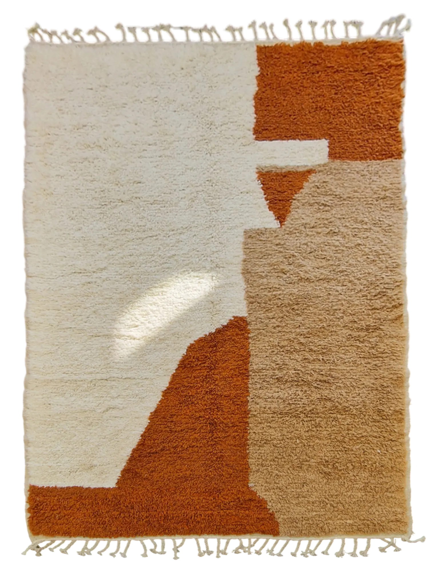 Joli tapis berbère tissé à la main en laine à Taznakht au Maroc, aux motifs colorés géométriques, modernes et contemporains , pour une décoration actuelle pleine de charme