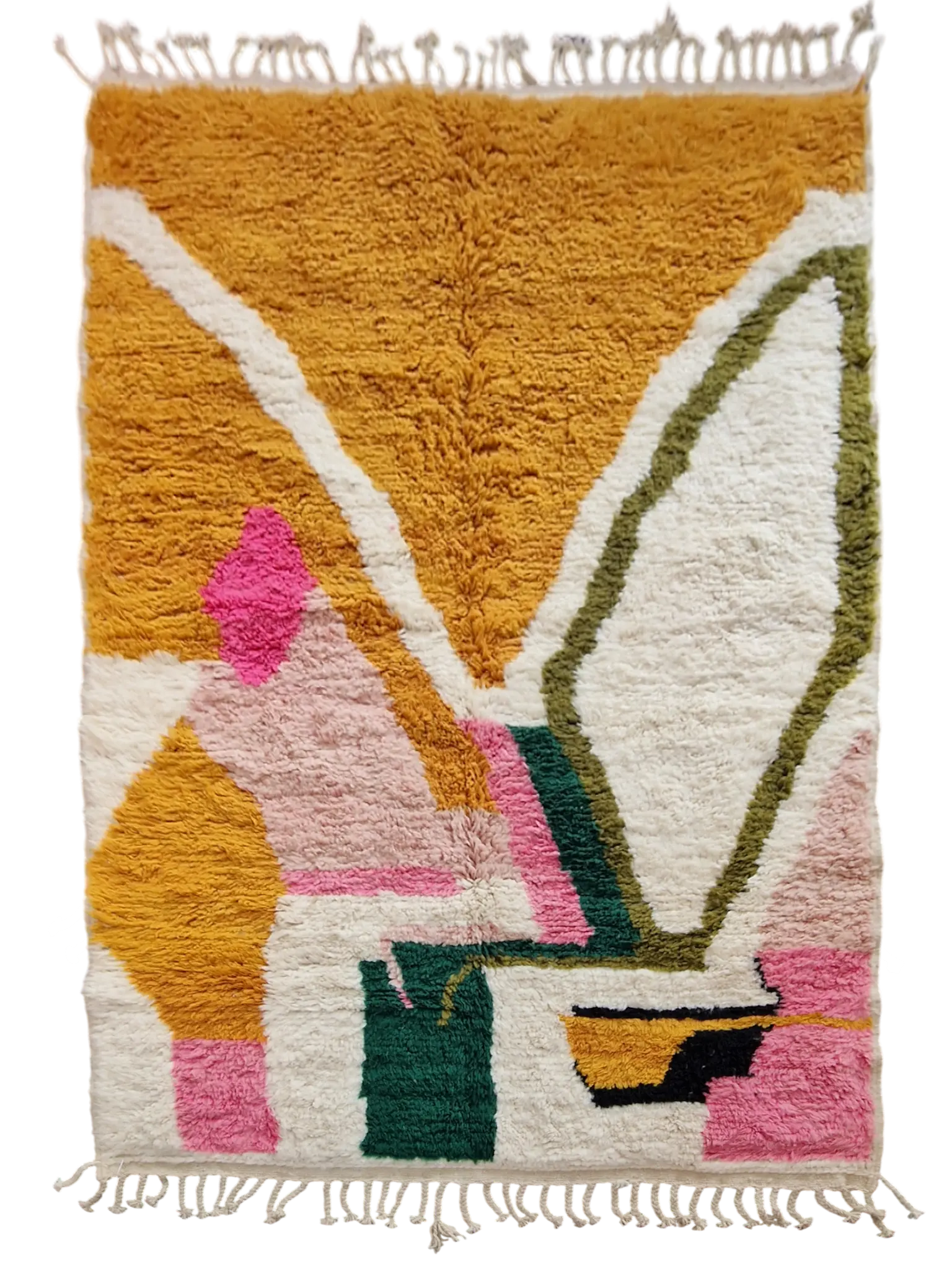 Tapis Berbère traditionnel tissé à la main 100% laine aux motifs coloré modern, idéal pour une décoration coconing et chaleureuse