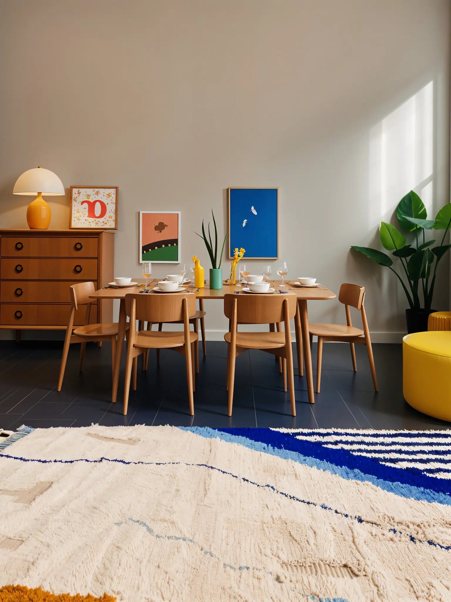 Tapis Béni Ouarain coloré 149 x 269 cm en laine