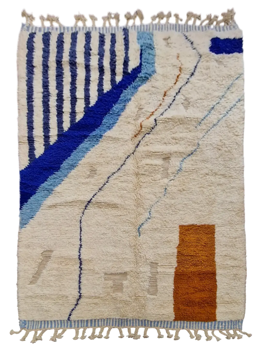 Tapis Béni Ouarain coloré 149 x 269 cm en laine