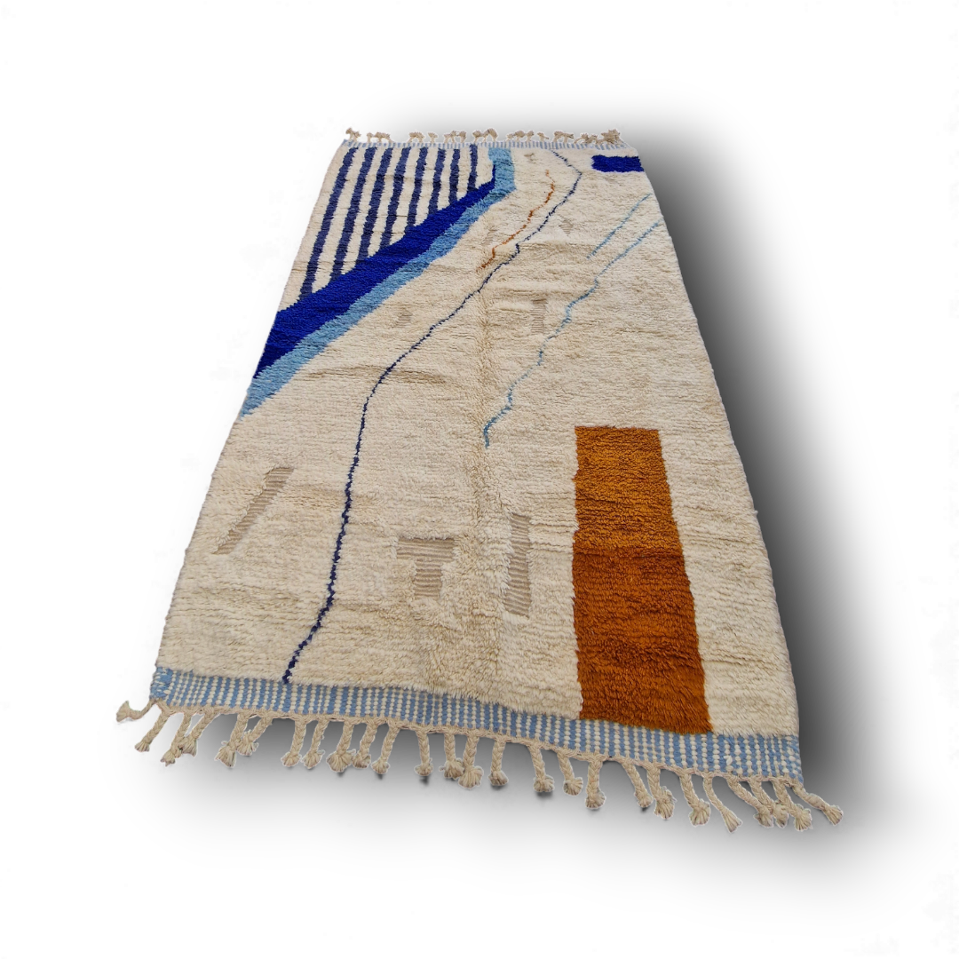 Tapis Béni Ouarain coloré 149 x 269 cm en laine