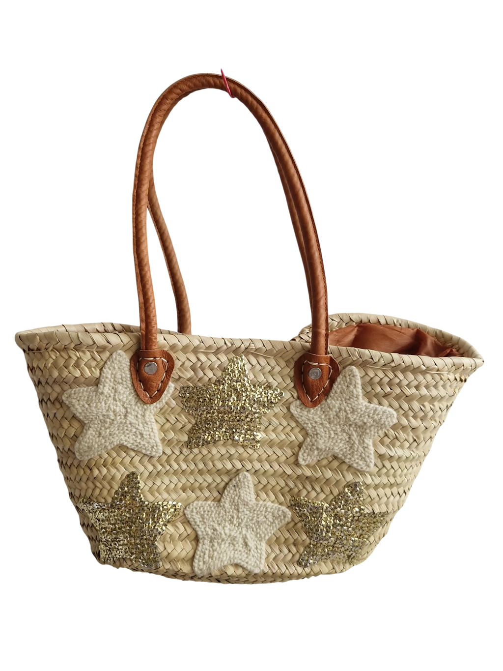 Panier cabas tressé à la main avec des feuilles de palmier et brodé. Artisanat marocain, idéal pour aller au marché, à la plage, en sac de ville. 