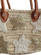 Panier cabas tressé à la main avec des feuilles de palmier et brodé. Artisanat marocain, idéal pour aller au marché, à la plage, en sac de ville. 