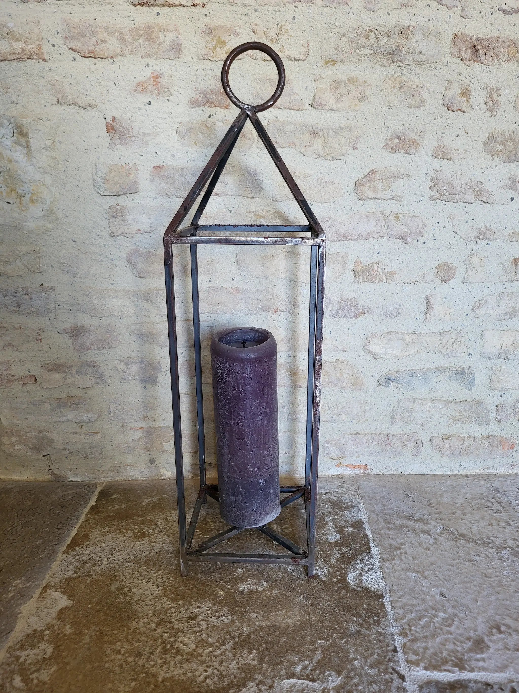 Bougeoir photophore XXL artisanal en fer, soudé à la main par des artisans de Marrakech