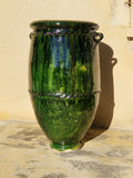 Pot en terre émaillée vert de Tamegroute fait main au Maroc de 1 m de haut