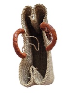 Sac marocain tressé à la main en feuille de palmier avec poignée et pompon décoratif en cuir, l'élégance bohème chic, pour la ville, les loisirs, les vacances