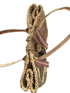 Sac Panier Artisanal avec Sangle Tissu kaki et or et Fermeture Cuir